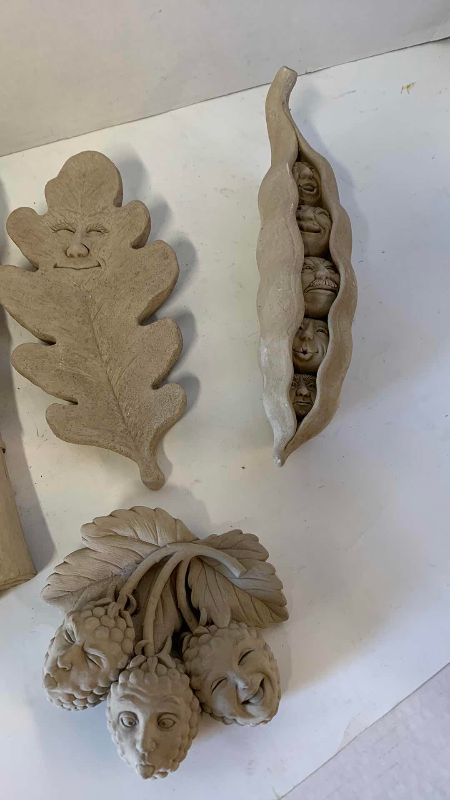 View 4 of FOUR STONE PIECES OF GARDEN DECOR TALLEST IS 11”