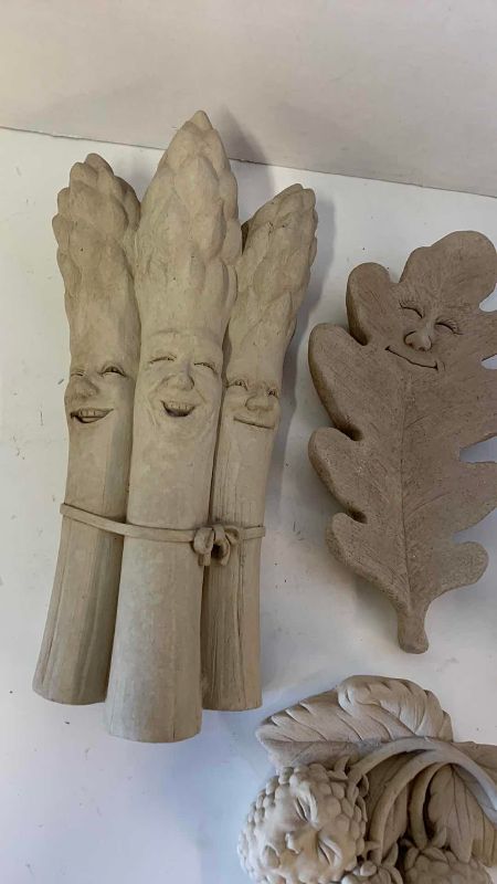 View 3 of FOUR STONE PIECES OF GARDEN DECOR TALLEST IS 11”
