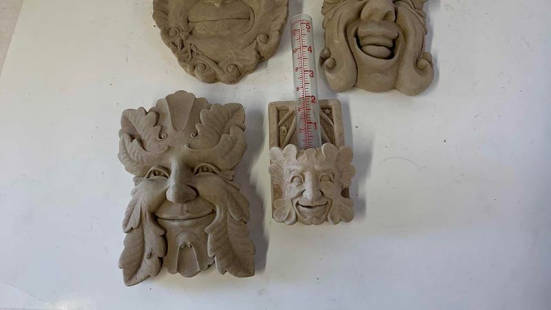 View 3 of FOUR STONE PIECES OF GARDEN DECOR TALLEST IS 9”
