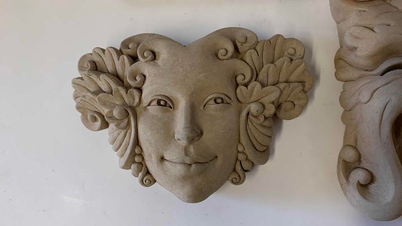 View 4 of FOUR STONE PIECES OF GARDEN DECOR TALLEST IS 7”