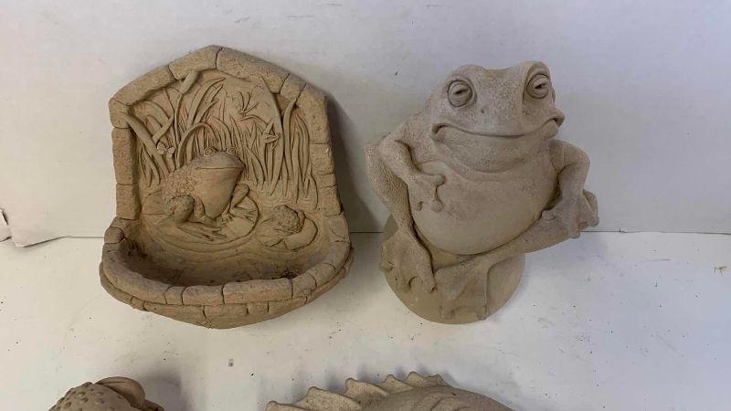 View 2 of FOUR STONE PIECES OF GARDEN DECOR TALLEST IS 8”