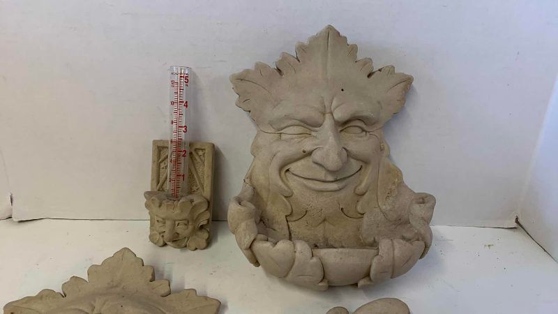 View 2 of FOUR STONE PIECES OF GARDEN DECOR TALLEST IS 9”