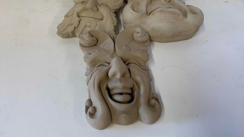 View 3 of FOUR STONE PIECES OF GARDEN DECOR TALLEST IS 8”