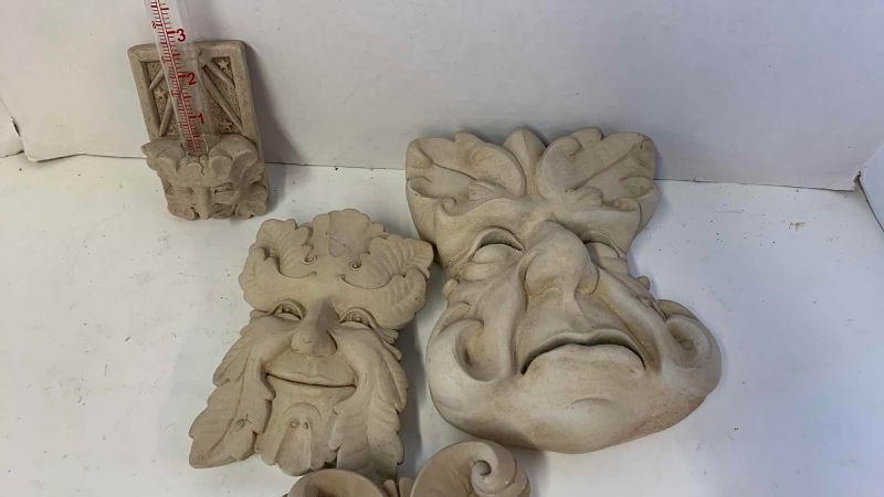 View 2 of FOUR STONE PIECES OF GARDEN DECOR TALLEST IS 8”