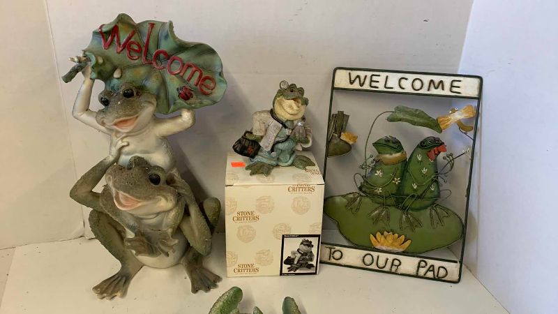 View 2 of FROG GARDEN DECOR TALLEST IS 15”