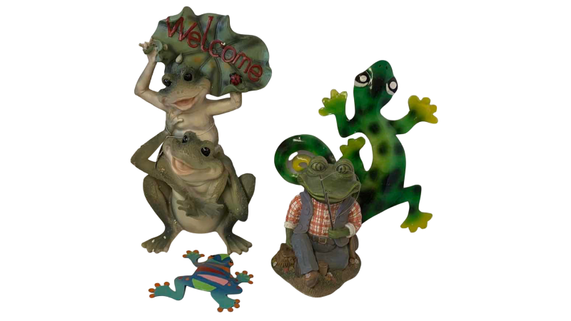 View 1 of FROGS AND GECKO GARDEN DECOR
