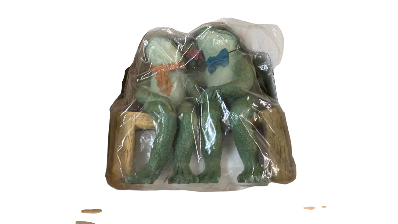 View 1 of RESIN FROGS IN LOVE SCULPTURE