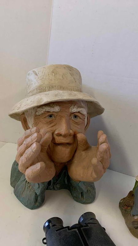 View 2 of RESIN GRANDPA AND FROG SCULPTURES TALLEST IS 13”