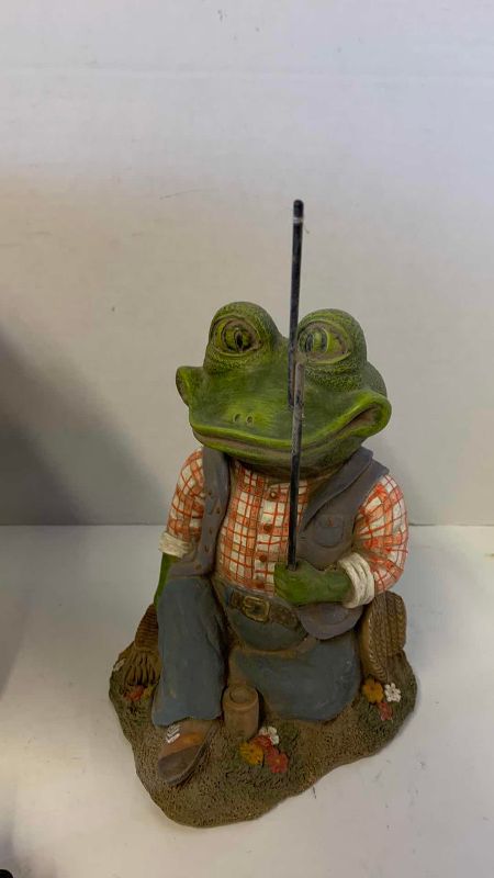 View 3 of RESIN GRANDPA AND FROG SCULPTURES TALLEST IS 13”