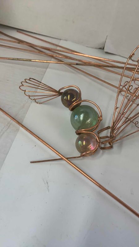 View 5 of SEVEN METAL AND STONE GARDEN DECOR, TALLEST 31”