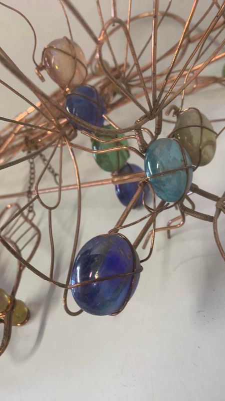 View 3 of SEVEN METAL AND STONE GARDEN DECOR, TALLEST 31”