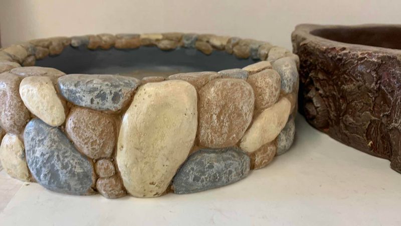 View 2 of PAIR OF RESIN PLANTERS 16" DIAMETER