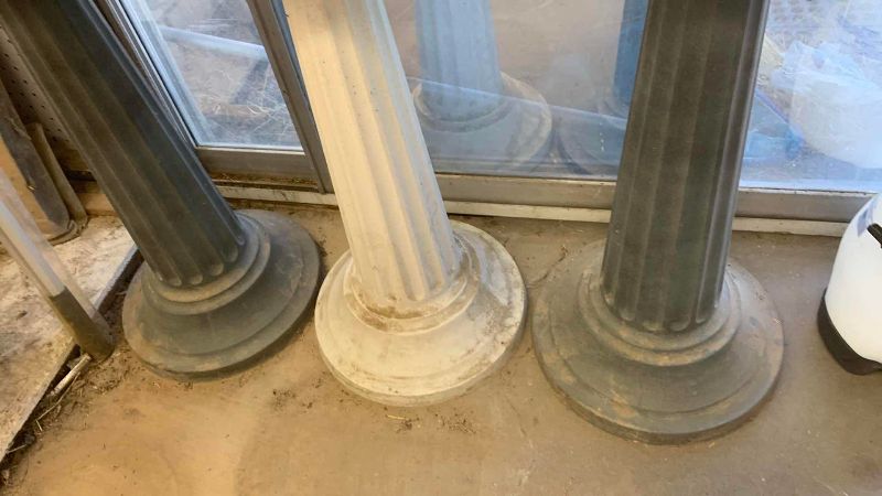 View 3 of THREE PLASTIC GLOBES ON PILLARS 31”