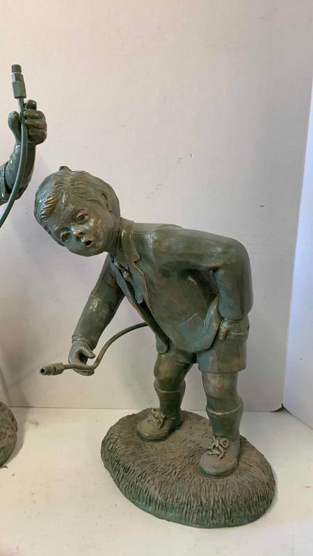 View 2 of PAIR OF RESIN BOY WATER FOUNTAINS 21”