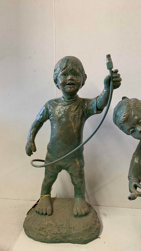 View 3 of PAIR OF RESIN BOY WATER FOUNTAINS 21”