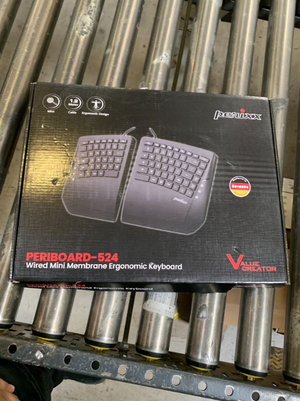 Photo 1 of Perixx PERIBOARD-524B US, [Firmware Updated] Wired Ergonomic Split Keyboard - Up to 2 Ft Seperation - Adjustable Tilt Angle - Low Profile Membrane Keys - Black - US English