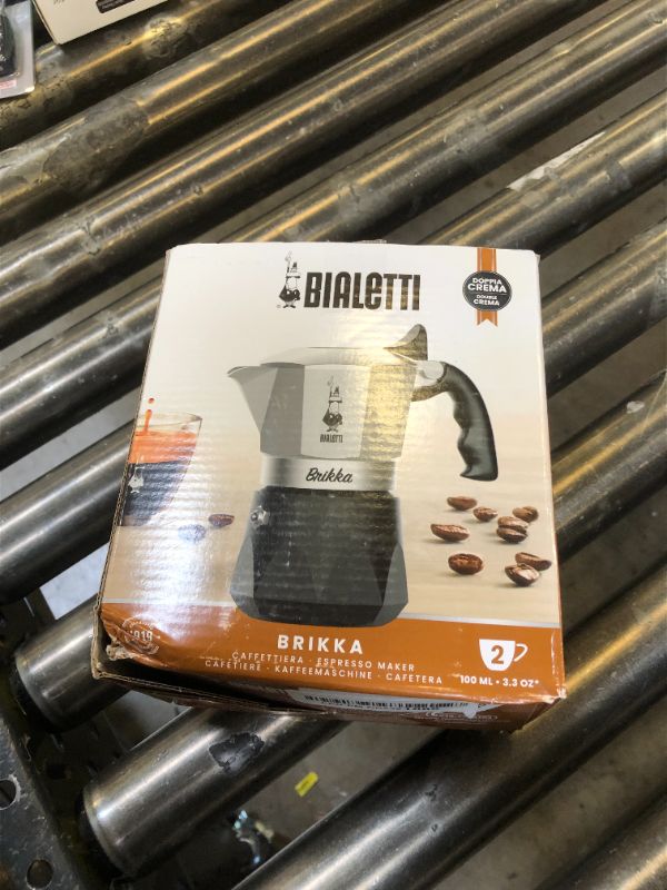 Photo 1 of Bialetti - New Brikka, Moka Pot, the Only Stovetop Coffee Maker Capable of Producing a Crema-Rich Espresso, 2 Cups (3,4 Oz), Aluminum and Black