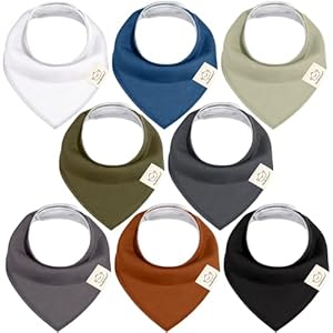 Photo 1 of 8-Pack Organic Baby Bandana Bibs for Girls - Super Absorbent Triangle Baby Bibs for Drooling and Teething Infant, 100% Cotton Extra Soft for Newborn, Infant 0-36 Months (Basics) MISSING 5 PCS