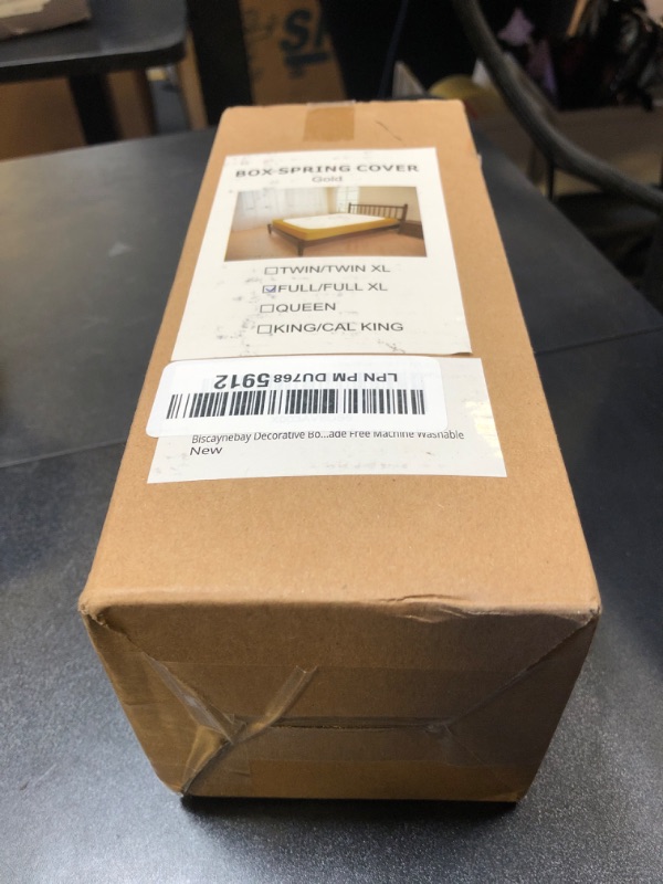 Photo 1 of Biscaynebay Decorative Box Spring Cover Full & Full XL Size, Gold Luxurious Jersey Knitting Stretchy Wrap Around 4 Sides Bed Skirt for Home/Hotels, Easy Fit Wrinkle & Fade Free Machine Washable