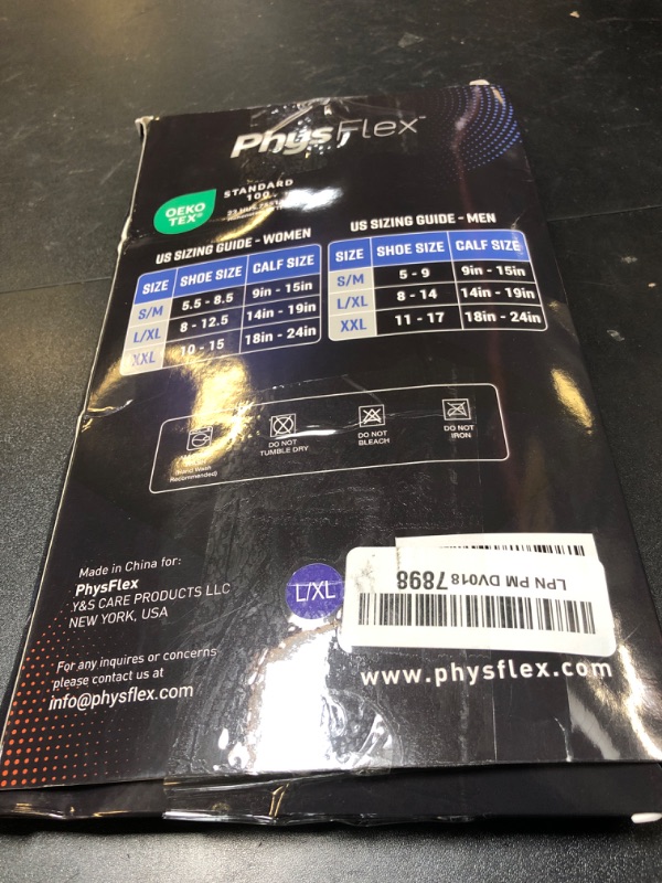 Photo 1 of PhysFlex Compression Socks for Women and Men - Best Support for Running, Flying, Pregnancy - Knee High Graduated Compression Stockings (Blue, L-XL)