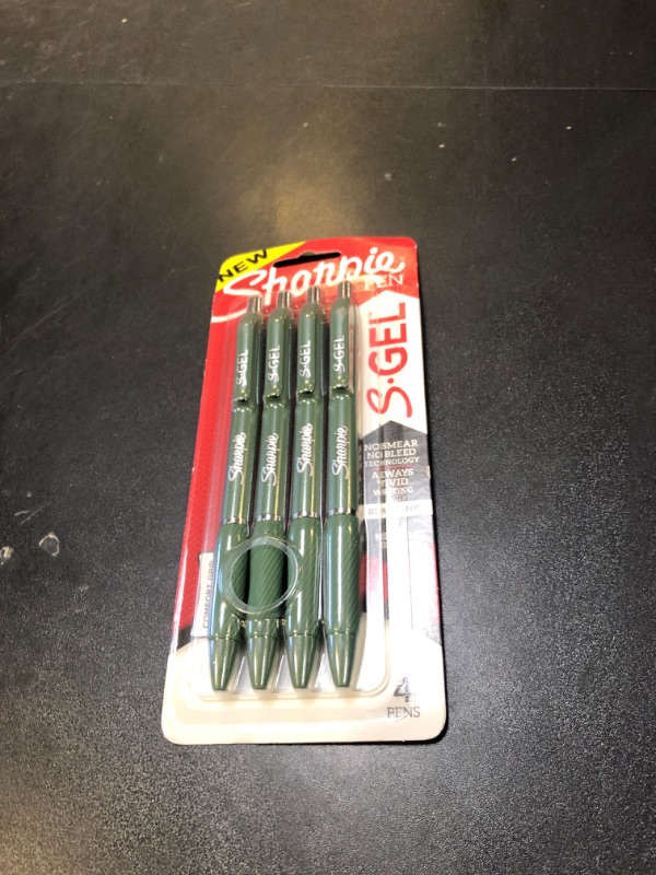 Photo 1 of SHARPIE S-Gel, Gel Pens, Drawing Pens, Gel Ink Pens For Journaling, Writing Pens, Coloring Pens, Medium Point Pens (0.7Mm), Green Barrel, Black Ink, 4 Count DAMAGED PKG
