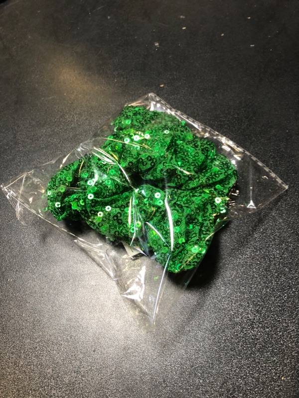 Photo 1 of Ipetboom St Patrick's Day Hair Ties, 2PCS Sequin Hair Tie Sparkle Elastics Hair Ties Sequin Hair Scrunchies Elastic Hair Ropes Sequin Ponytail Holder for Teens and Women (Green)
