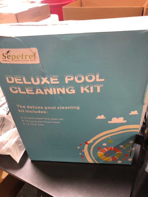 Photo 1 of Sepetrel Deluxe Swimming Pool Cleaning Kit Including Half-Deep Fine Mesh Pool Leaf Skimmer Net,12" Round Pool Brush Head & 70.5" Pole, for Above Ground Pools,Ponds,Spas,Hot Tubs