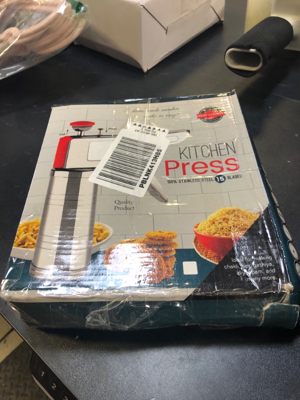 Photo 1 of Stainless Steel Kitchen Press Noodles Murukku Manual Sev pasta noodle Maker 15 Blades | Sev Sancha Chakli Machine Indian Snacks Maker | Gathiya Murukulu Janthikulu | Idiyappam Murukku Farsan Sev |