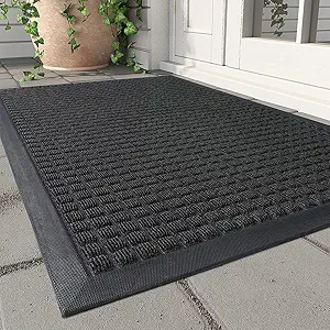 Photo 1 of Door Mats, All-Season Non Slip Welcome Doormat for Outdoor Indoor, Heavy Duty Absorbent Dirt Trapper Low-Profile Floor Mat for Entryway, Patio, Garage, Easy to Clean, 24x35 Inch, Gray