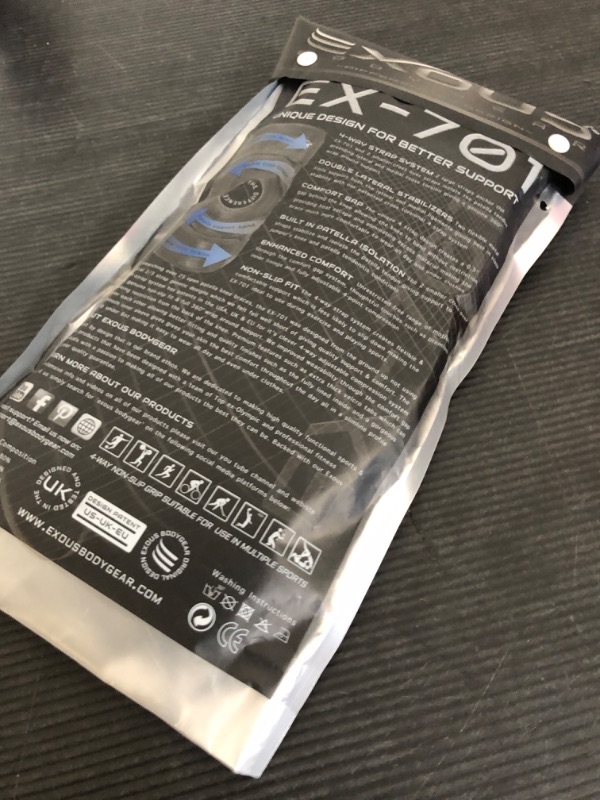 Photo 1 of EXOUS BODYGEAR Knee Brace Meniscus Tear Support For Arthritis Acl, Mcl Pain Patented 4-way Adjustable Wraparound Strap Dual Side Stabilizer For Patella Stability Size [medium]