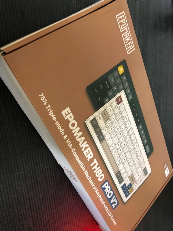 Photo 1 of EPOMAKER TH80 PRO V2 Wireless Gaming Keyboard with Screen, BT5.0/2.4G/USB-C Gasket-Mounted Custom Keyboard, Hot Swappable, VIA Mechanical Keyboard for Win/MAC (Shadow Black, Flamingo Switch)