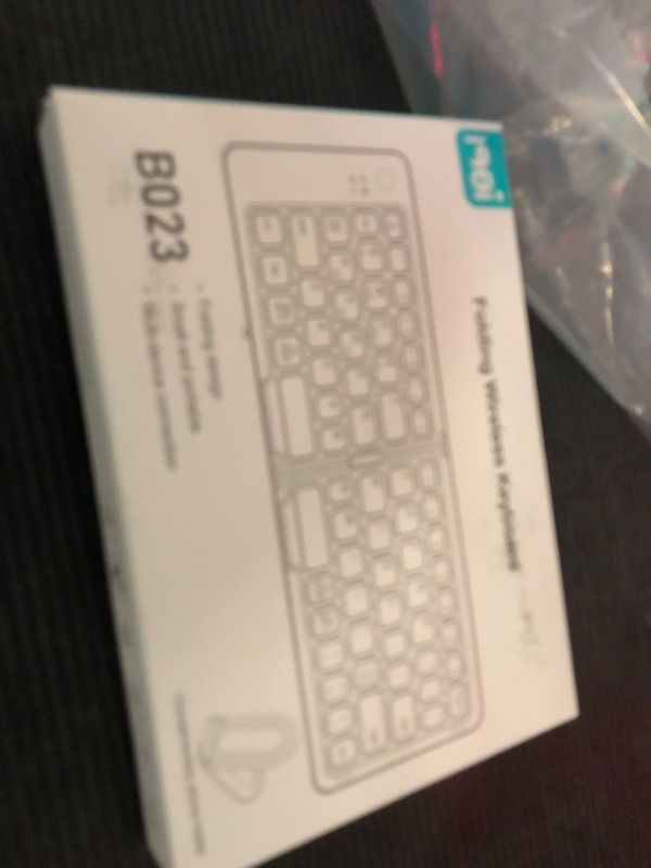 Photo 1 of COOFUN Wireless Keyboard, Foldable Wireless Bluetooth Keyboard with Holder Travel Portable Rechargeable Keyboard for Mac Android Windows iOS,Support 3 Devices (BT5.1 x 3) White