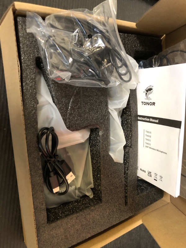 Photo 1 of TONOR UHF Wireless Microphone System with Headset Mic/Lavalier Lapel Mic, Bodypack Transmitter, Rechargeable Receiver, 15 Channels 200ft Range 1/4" Output for Recording Live Performance PA Speaker
