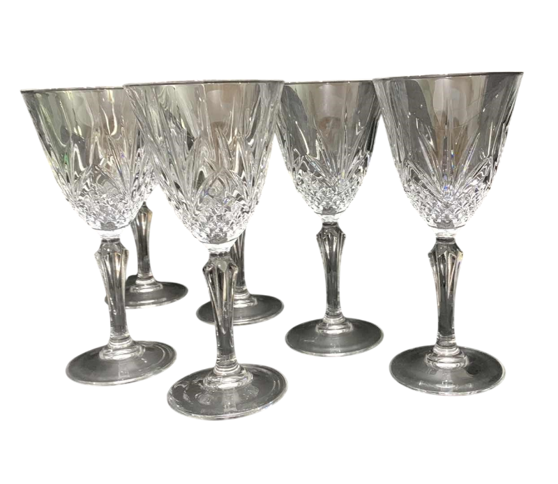 Photo 1 of 6-VINTAGE CRYSTAL PINEAPPLE CUT COCKTAIL GLASSES
