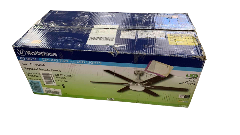 Photo 1 of WESTINGHOUSE SMART WI-FI CAYUGA 60” BRUSHED NICKEL CEILING FAN WITH LED LIGHTS