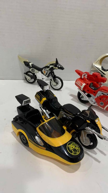 Photo 1 of 5-VINTAGE MIGHTY MORPHIN POWER RANGERS MOTORCYCLES AND MOTORCYCLES WITH SIDE CARS