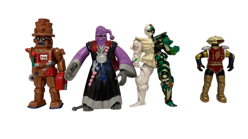 Photo 1 of 4-VINTAGE MIGHTY MORPHIN POWER RANGERS VILLAINS: ALPHA 5, RITO REVOLTO, VAMPIRUS, AND SLOTSKY GOLD RUSH FIGURES