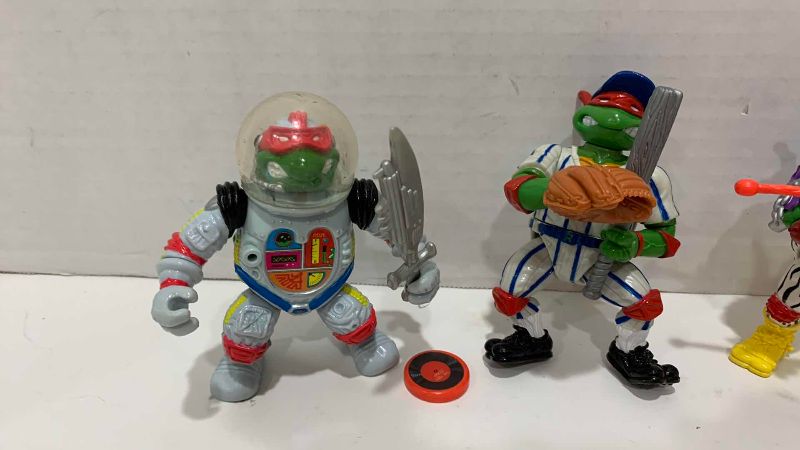 Photo 1 of 3-VINTAGE TEENAGE NINJA MUTANT TURTLES: SLAMMIN RAPH, SPACE CADET RAPH, AND HEAVY METAL RAPH