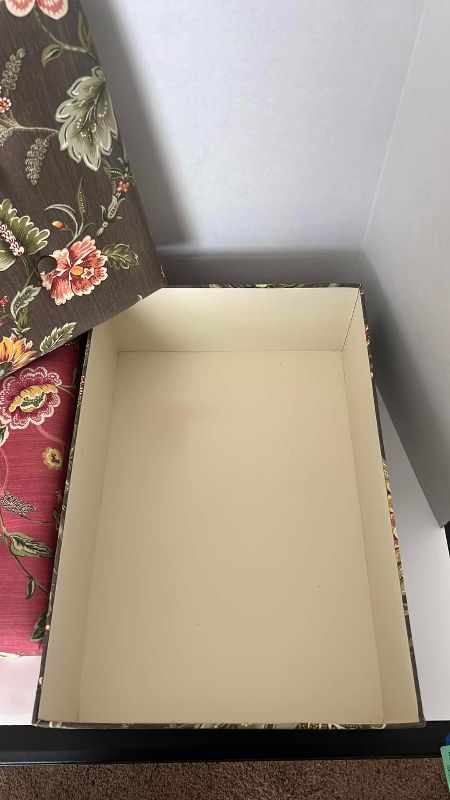 Photo 1 of 2-FLORAL SEWING BOXES LARGEST 17” X 12“ H 6”