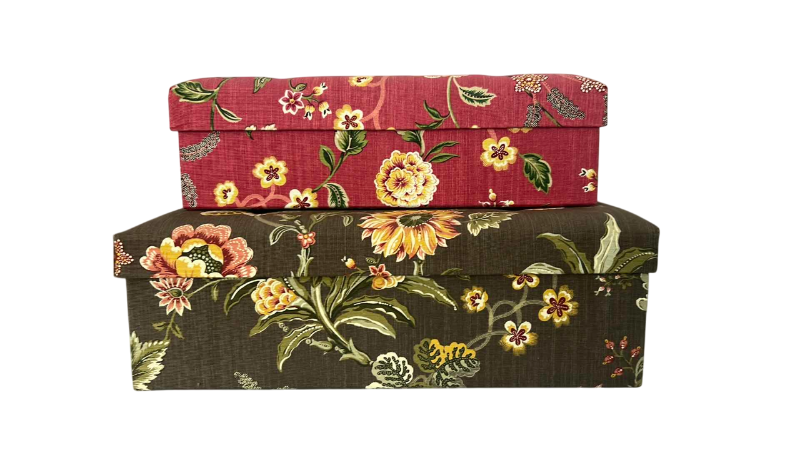 Photo 1 of 2-FLORAL SEWING BOXES LARGEST 17” X 12“ H 6”