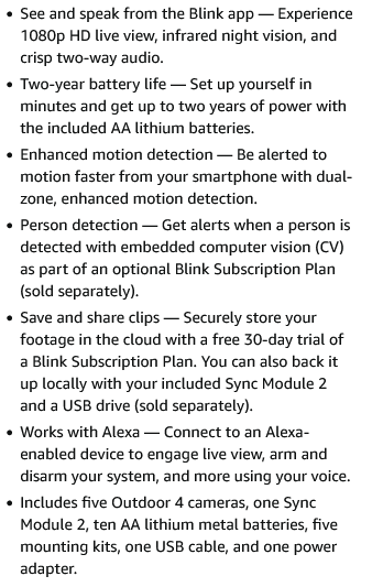 Photo 1 of BLINK XT2 OUTDOOR INDOOR WIRE-FREE HD SMART SECURITY CAMERAS SET OF 5
