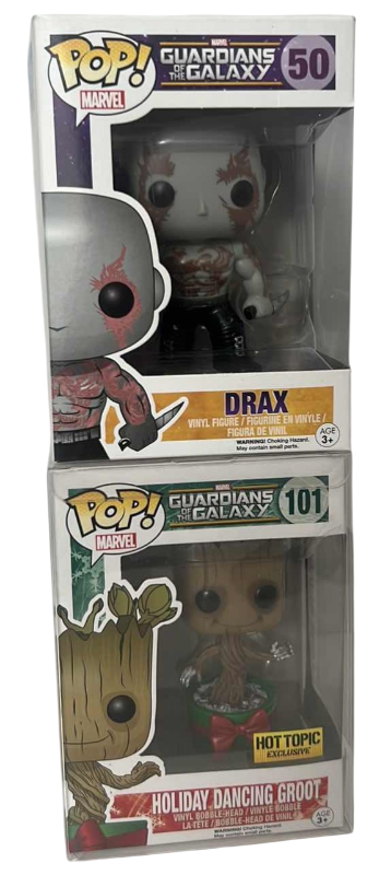 Photo 1 of FUNKO POP GUARDIANS OF THE GALAXY DRAX AND HOLIDAY DANCING GROOT #50 #101 NEW IN BOX
