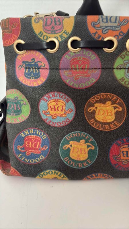 Photo 1 of DOONEY & BOURKE COLORFUL LOGO EMBLEM BAG 12”X12”
