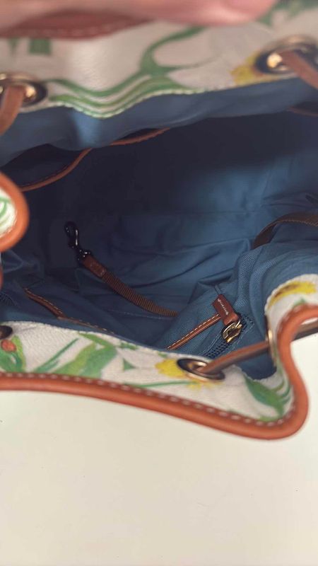 Photo 1 of DOONEY & BOURKE DRAWSTRING BUCKET BAG DAFFODIL PRINT 12” X 12”