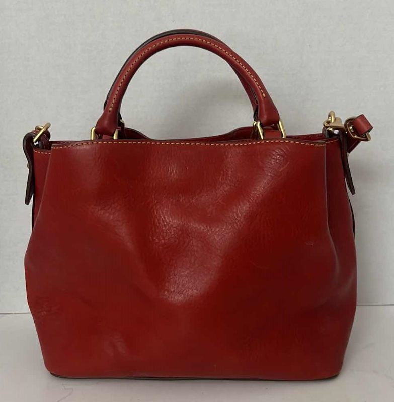 Photo 1 of DOONEY & BOURKE RED FLORENTINE BRENNA PURSE 12” X 12”