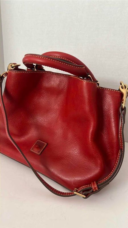 Photo 1 of DOONEY & BOURKE RED FLORENTINE BRENNA PURSE 12” X 12”