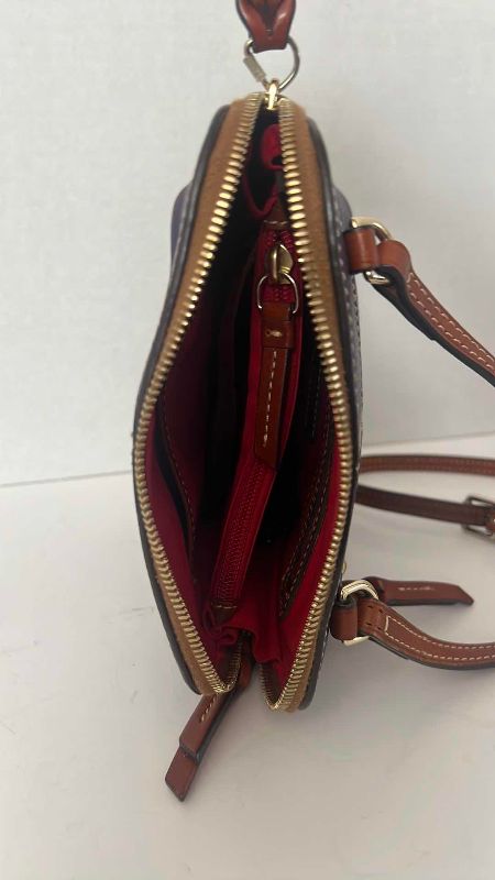 Photo 1 of DOONEY & BOURKE TRIXIE CROSS BODY PEBBLE PLUM WINE 8” X 8”