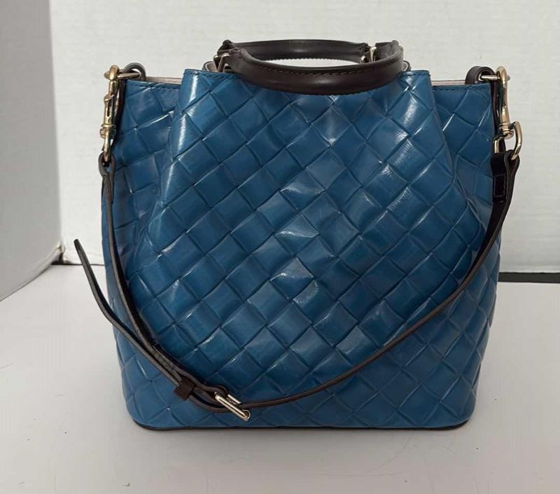 Photo 1 of DOONEY AND BOURKE BLUE BARLOW HANDBAG 12”X12”