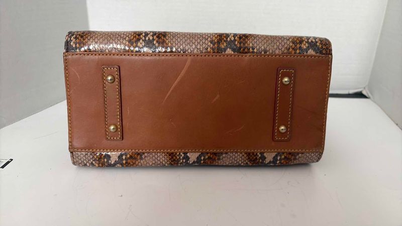 Photo 1 of DOONEY & BOURKE BROWN SNAKE HANDBAG 12”X12”