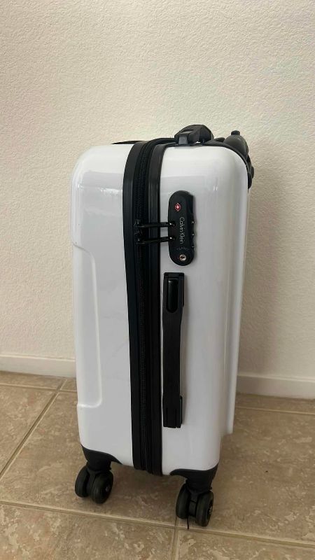 Photo 1 of CALVIN KLEIN HARD SIDE SPINNER WHITE SUITCASE 13” X 9” H 19”